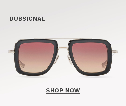 Black and pink gradient sunglasses with the text 