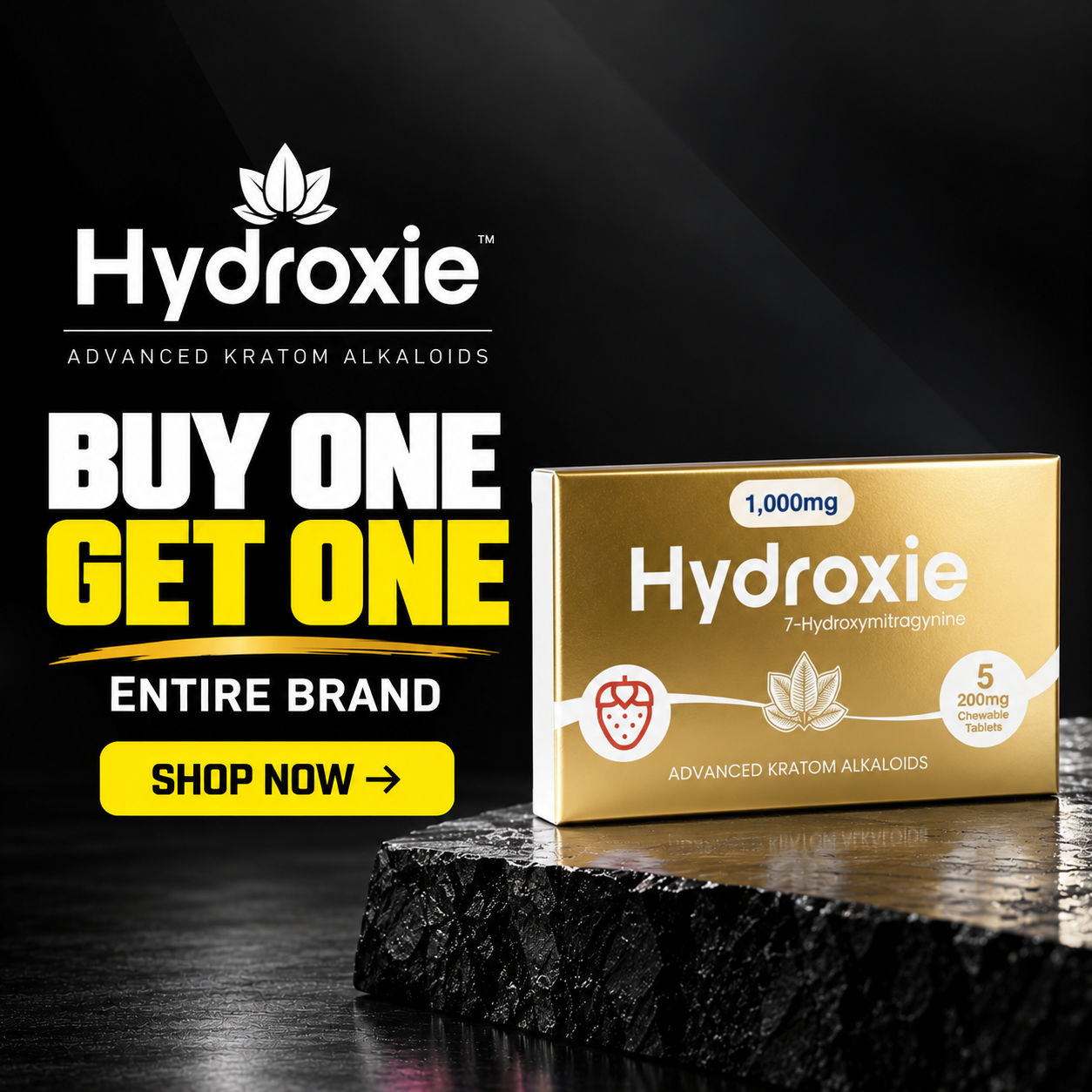 Hydroxie product promotion buy one, get one free offer. Shop now.