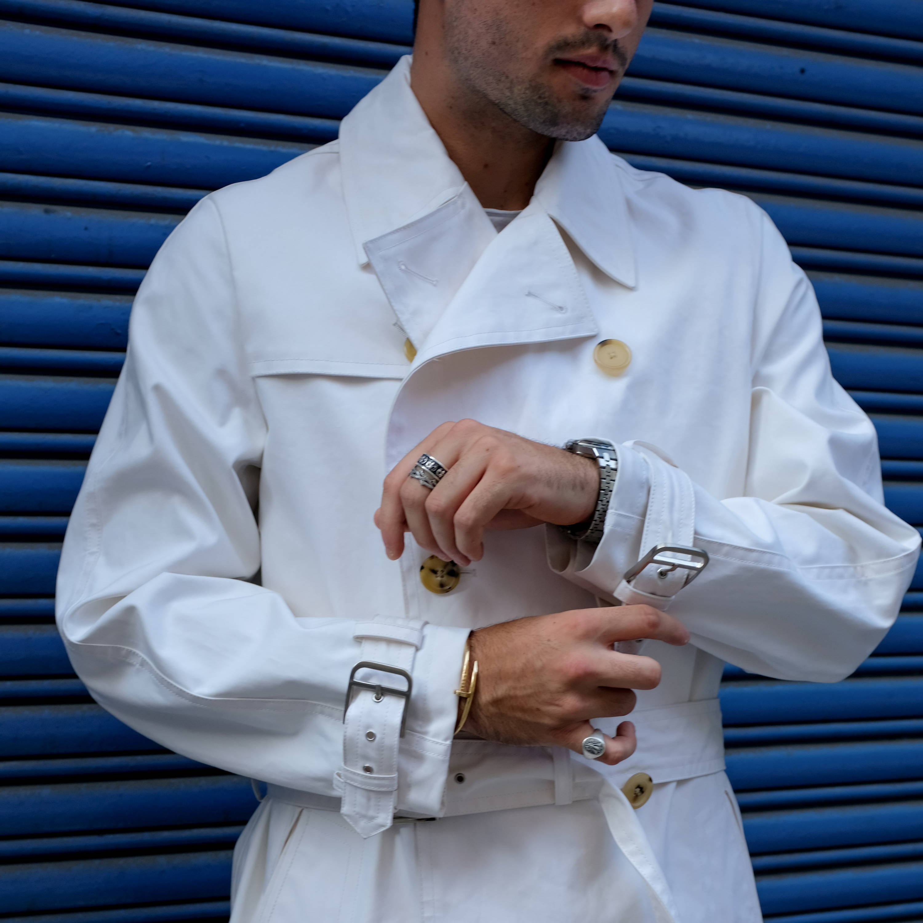 white jacket on a man