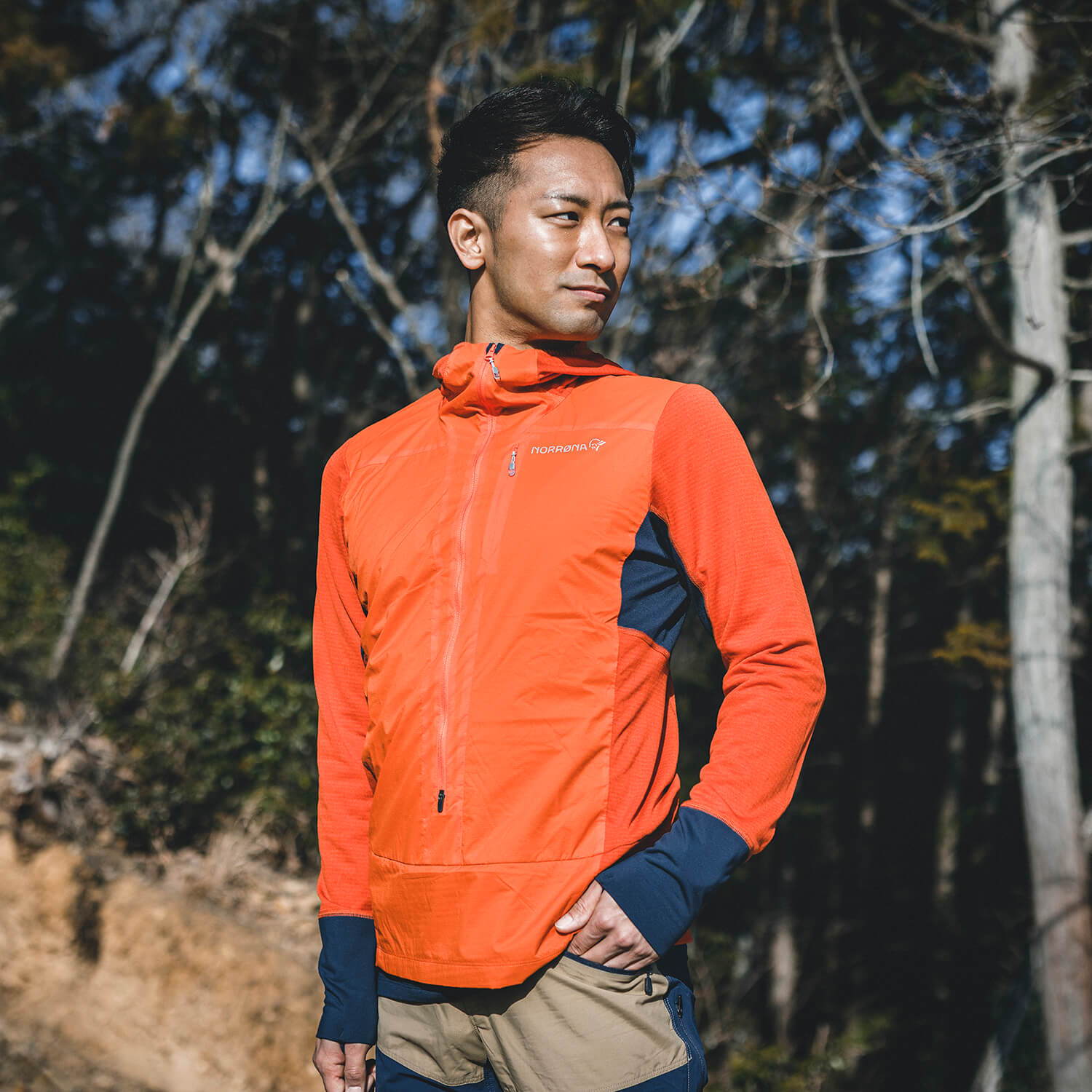 NORRONA（ノローナ）/ビティホーン アルファフーディシャツ/オレンジ/MENS