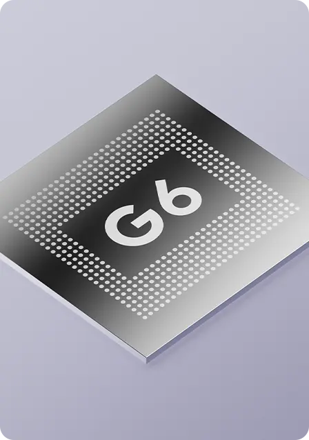 Graphic of a G6 microchip on a purple background.