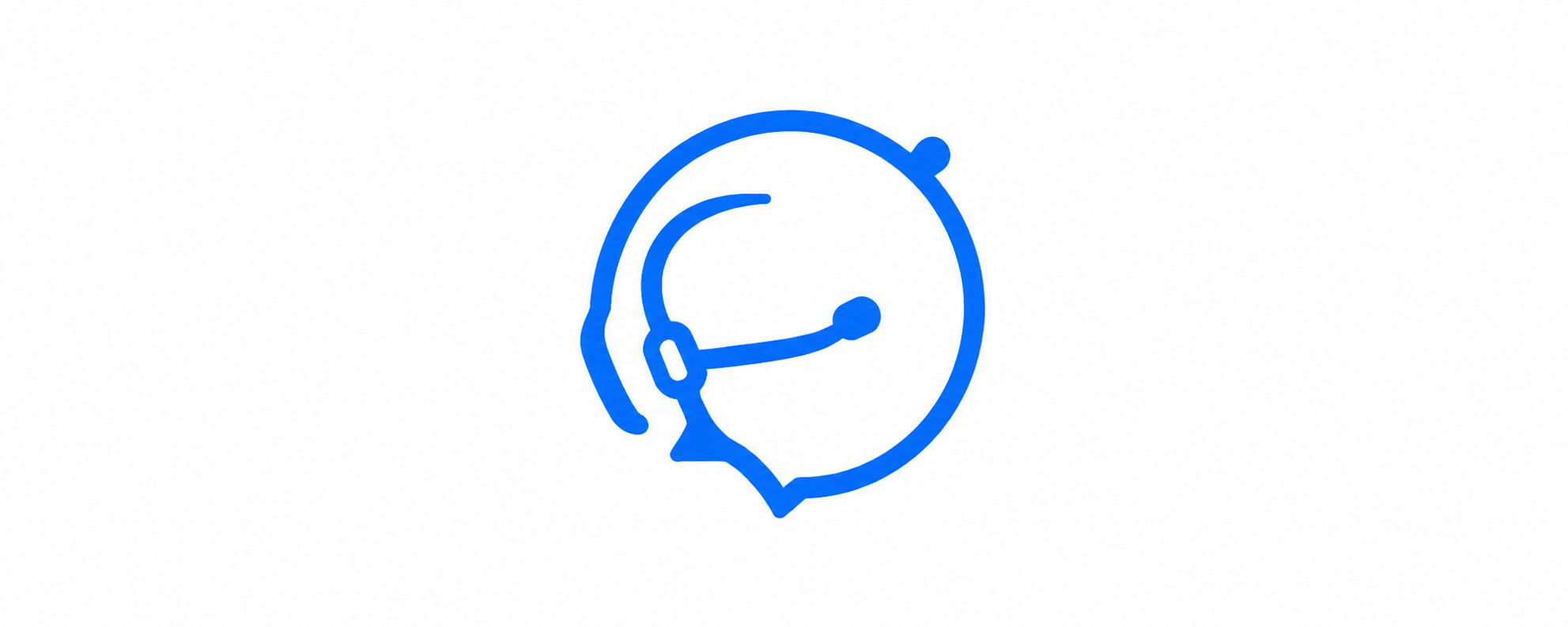 Blue outline of a headset with a microphone.