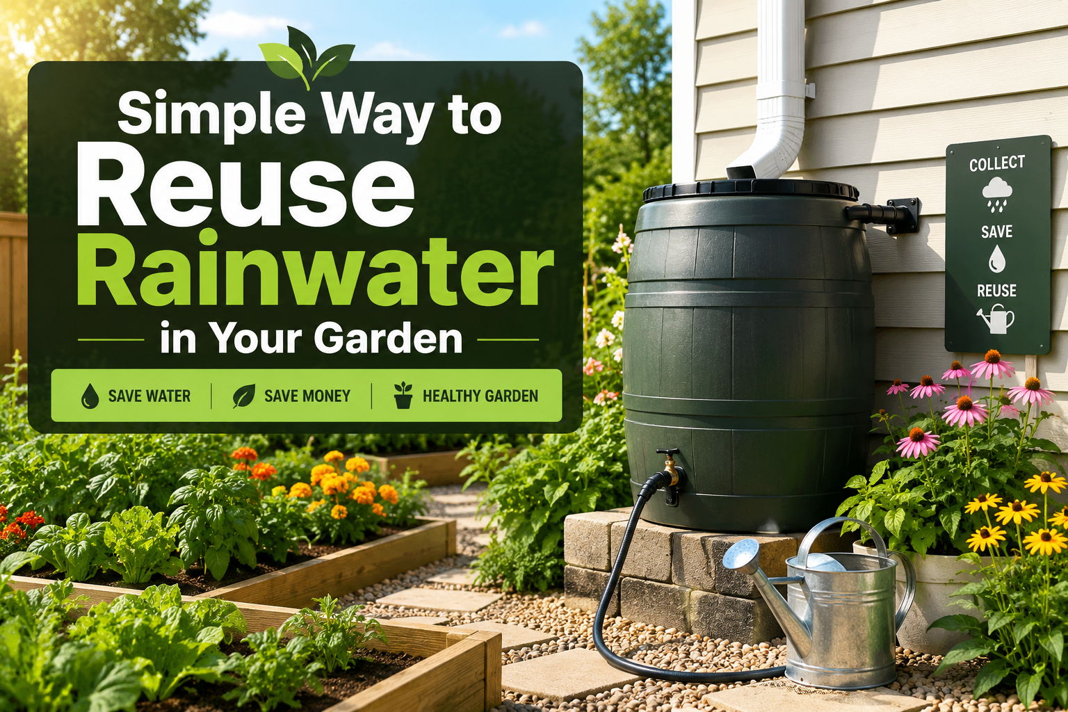 Simple way to reuse rainwater in your garden.