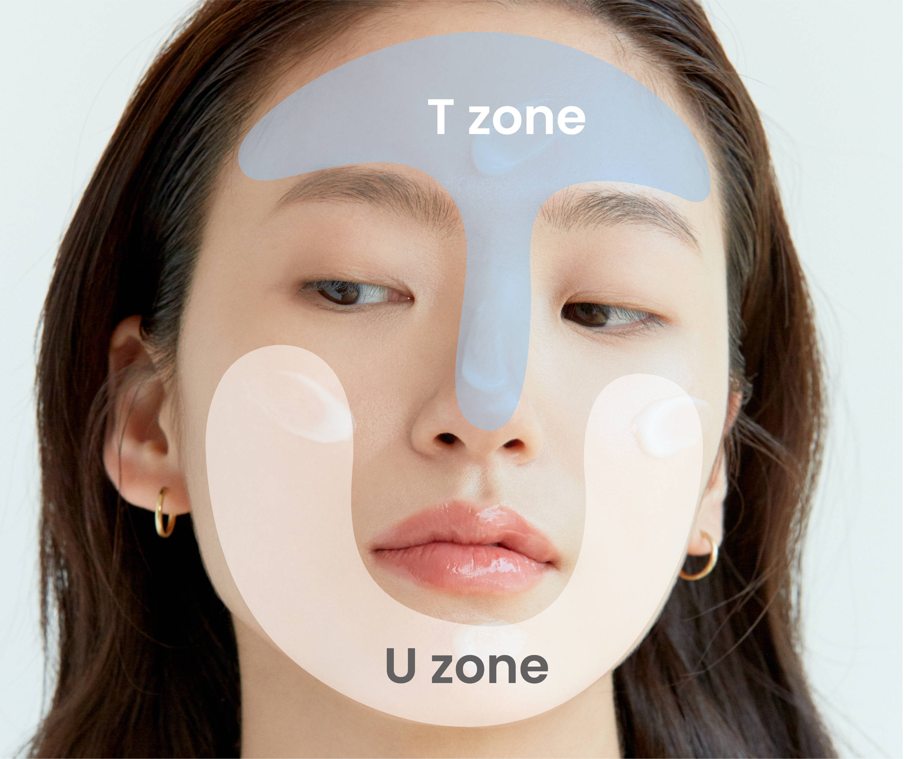 Image and graphic showing the T zone and U zone of the face