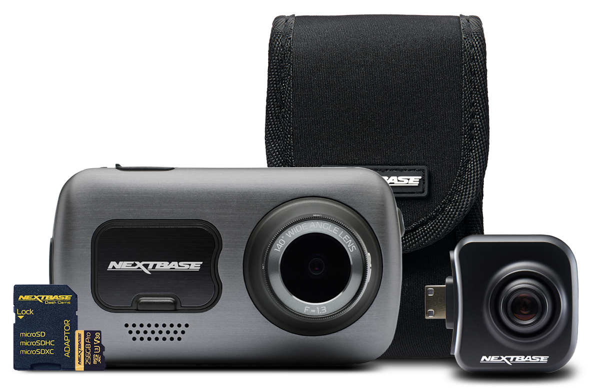 Camera kit including camera, case, and memory card.