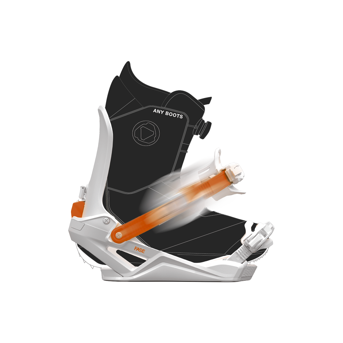 Snowboard FASE binding with adjustable strap