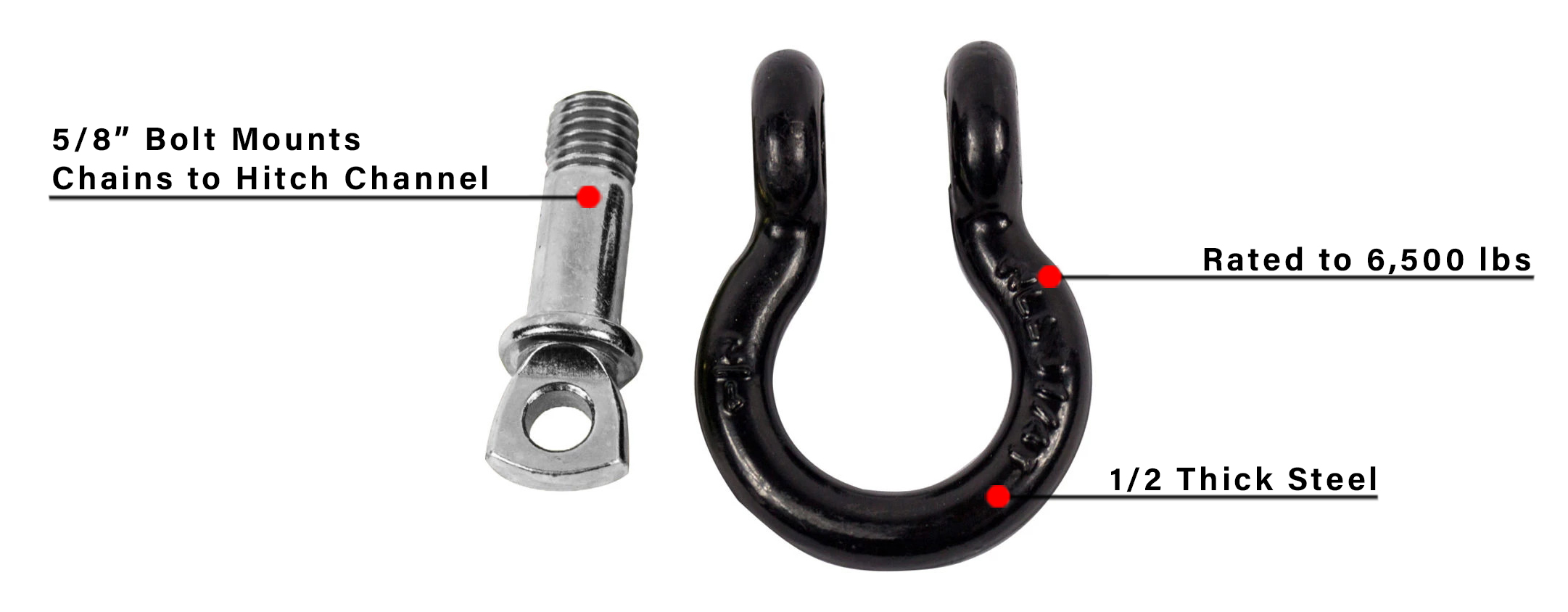 Bulletproof 5/8 Channel Shackles for Safety Chains (Pair)