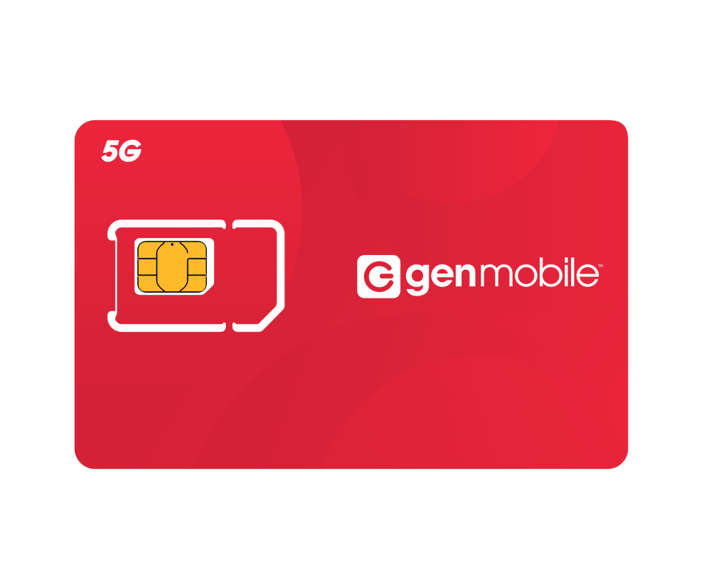 Gen Mobile 5g red sim card