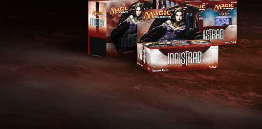 every mtg set in oredr of release - Innistrad - Magic: The Gathering card packs on a dark background.