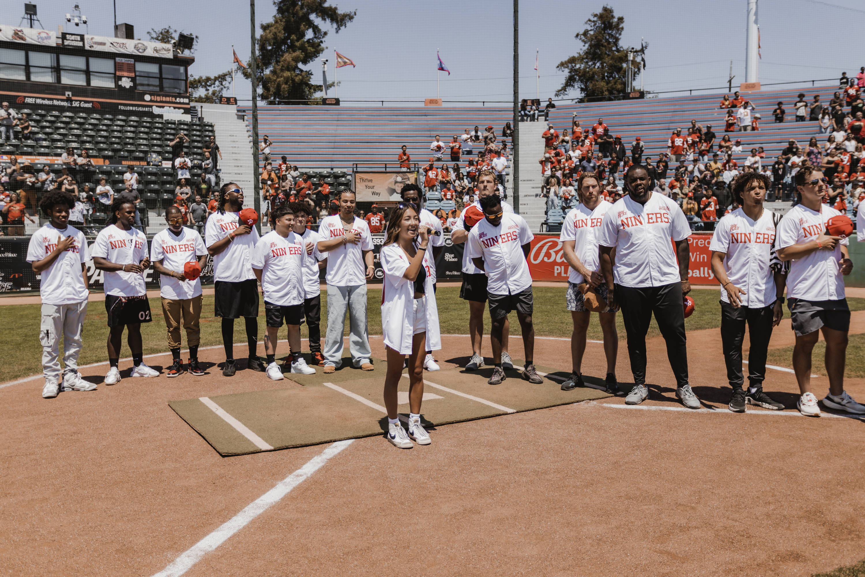 49ers vs SJPD Community Kickball & Home Run Derby national anthem