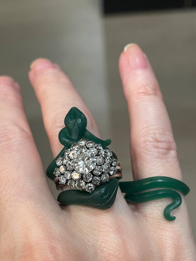 custom diamond snake ring set in progress