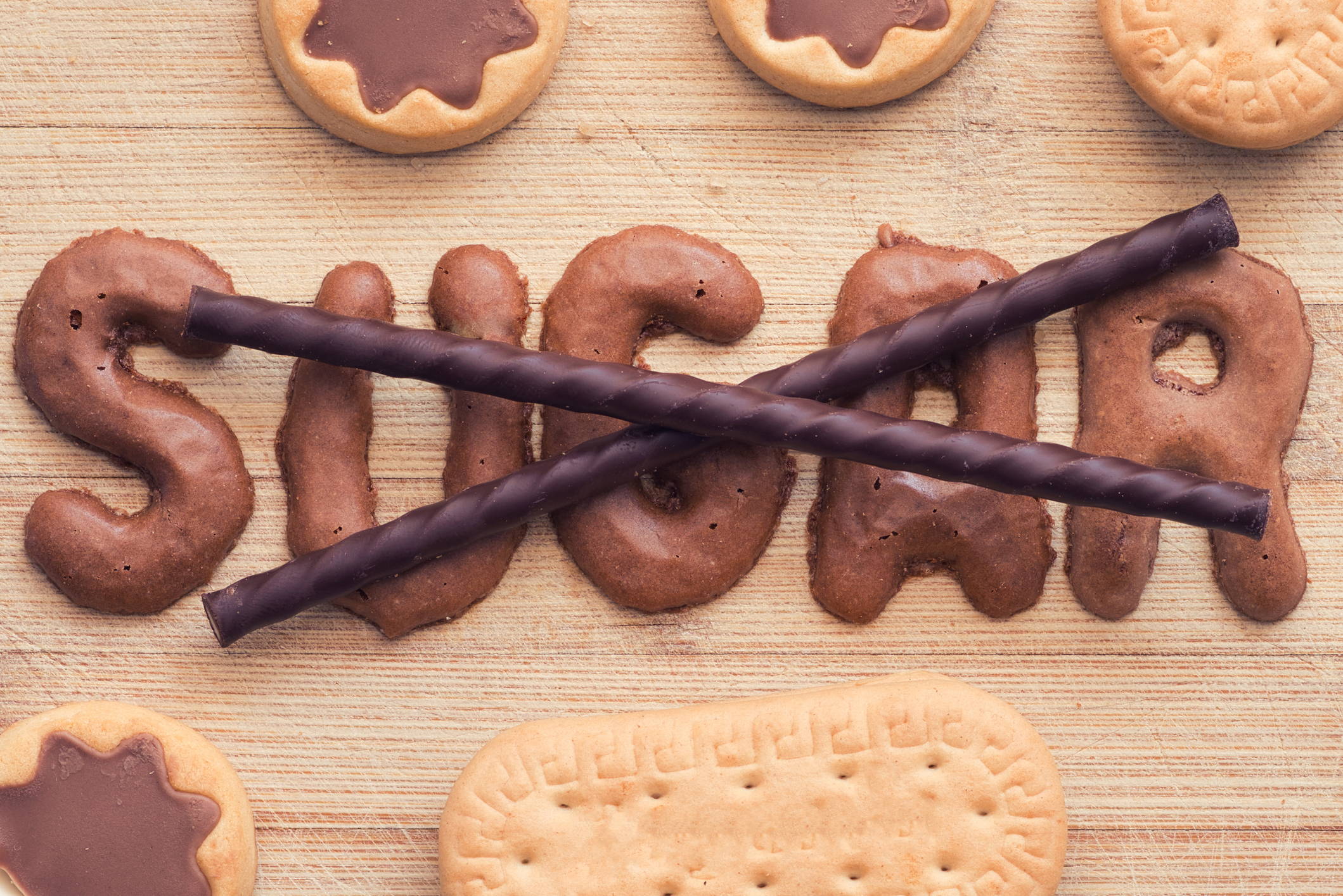 Image of baked cookies that spell 