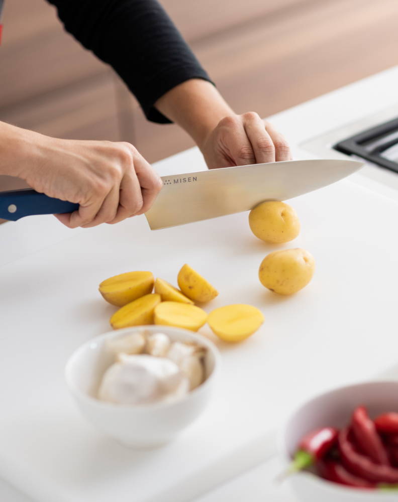 The Misen Short Chef's Knife gives even greater control, power, and safety for anyone with smaller hands.