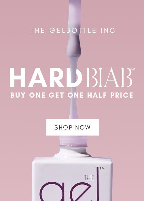 Promotional image for GelBottle Inc. featuring nail product and discount offer.