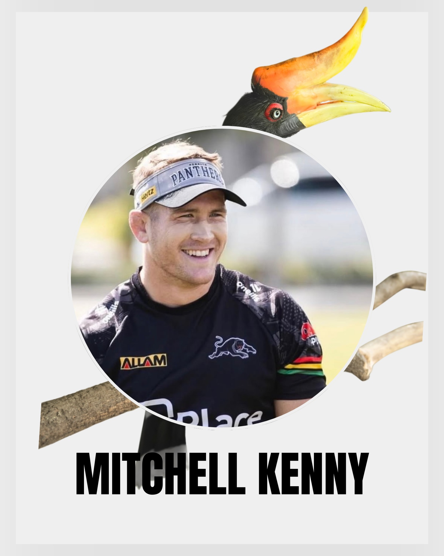 Rugby Player Mitchell Kenny with a Hornbill