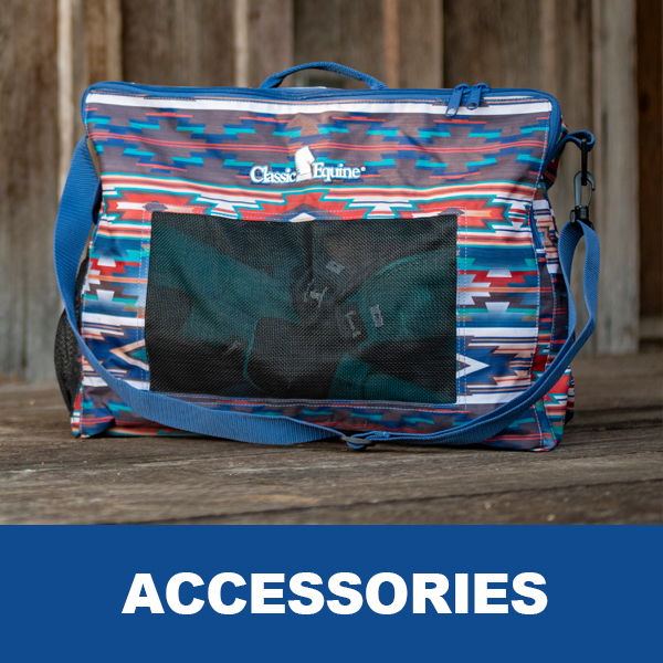Colorful bag with a transparent window, labeled 