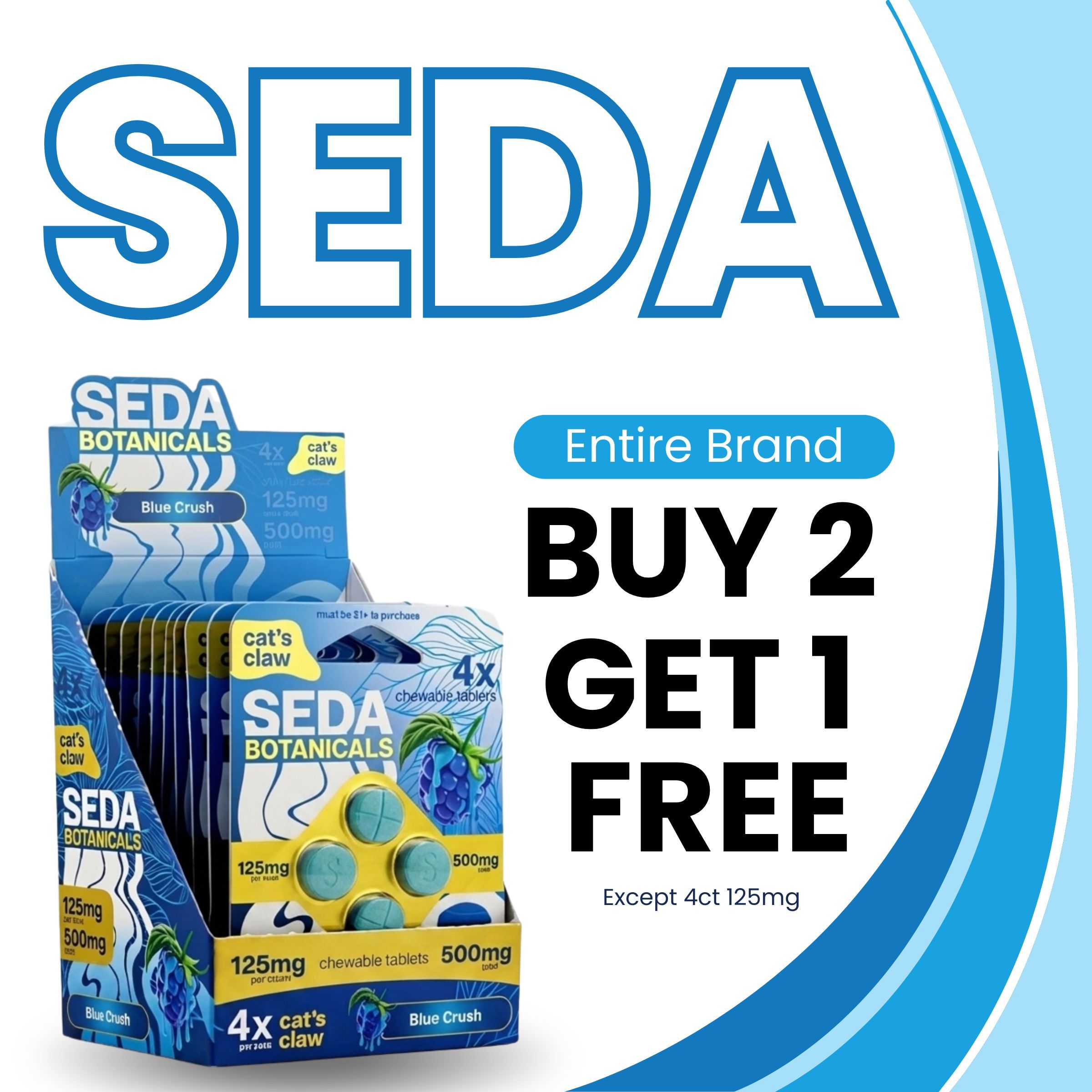 Seda brand promotion: Buy 2, get 1 free offer.