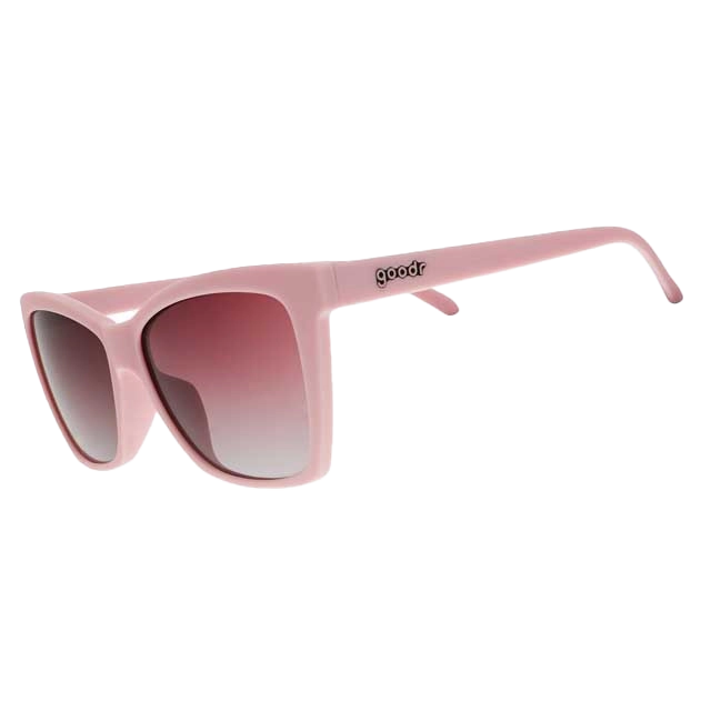 Pink oversized sunglasses with gradient lenses.