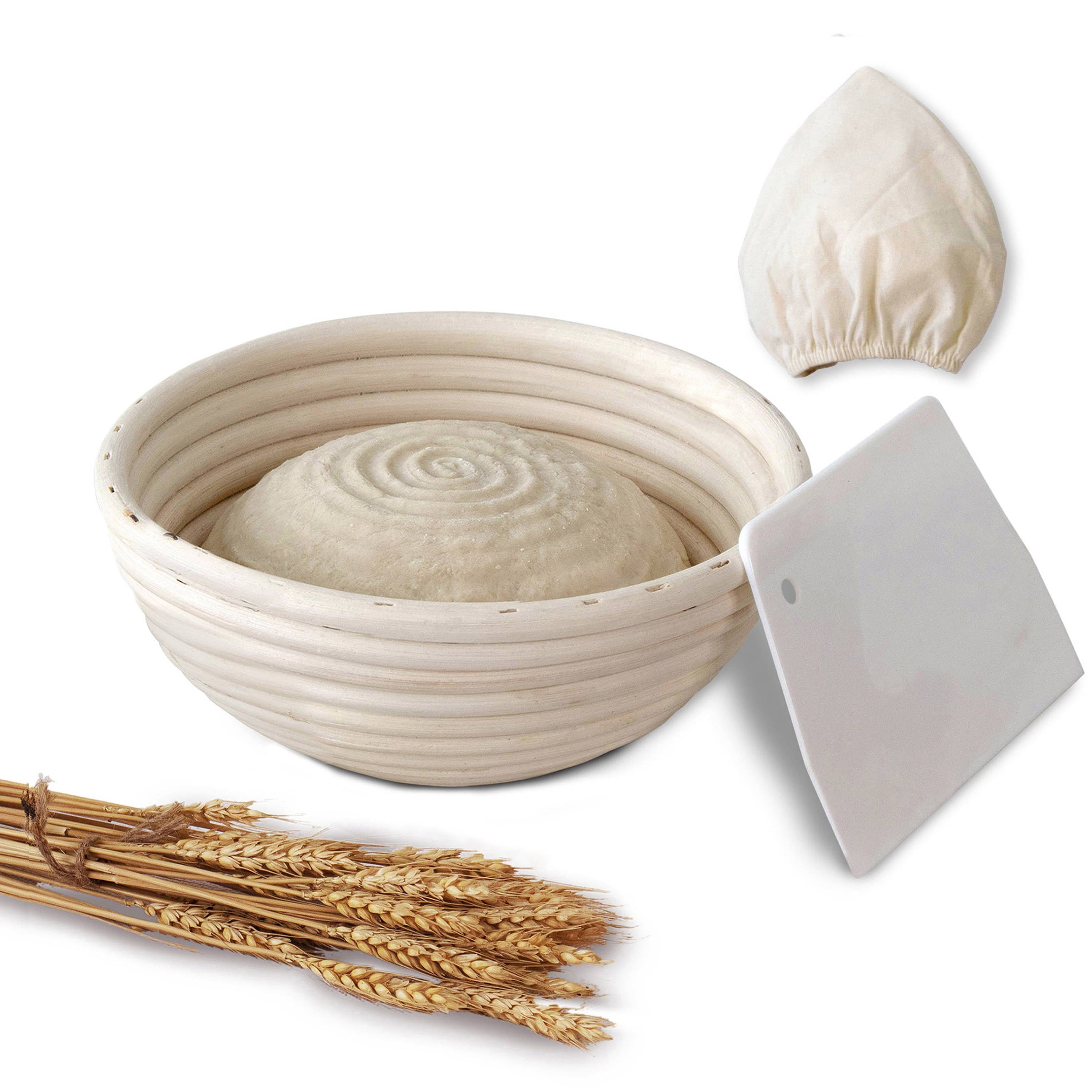 25158cm Banneton Proofing Basket Set Handmade Unbleached Natural Cane Banneton Proofing Basket Dough Bread Baking Kit 