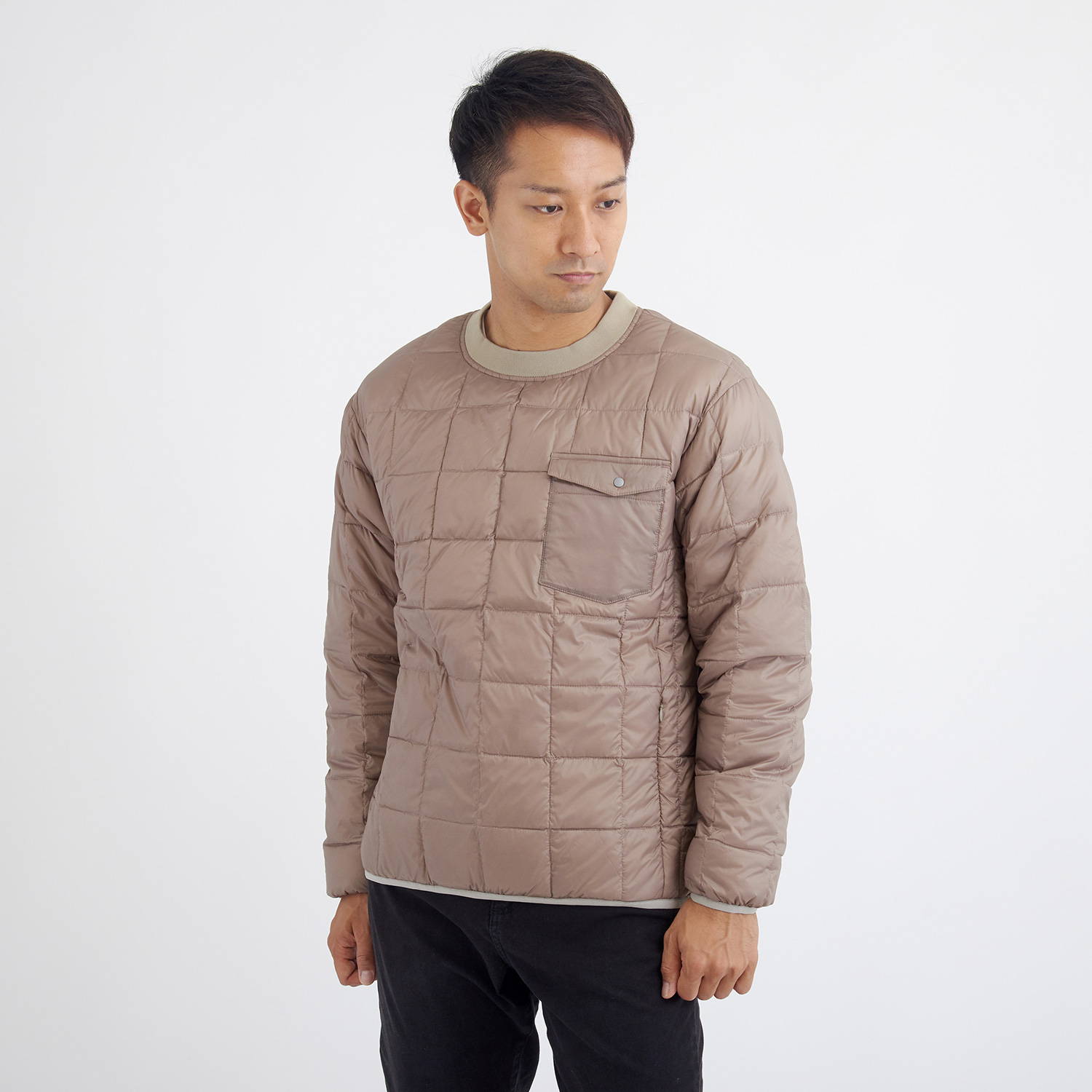 TAION（タイオン）/プルオーバークルーネックダウン/ベージュ/UNISEX