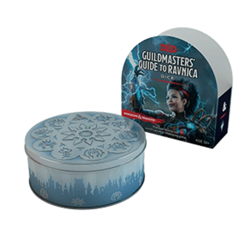 Dungeons & Dragons Gauntmaster's Guide to Ravnica box and circular storage container.