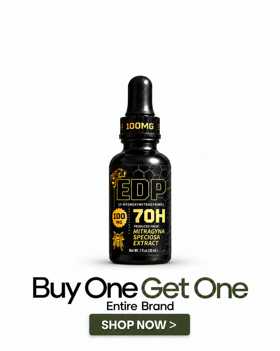 Bottle of EDP oil with promotional text for buy one get one.