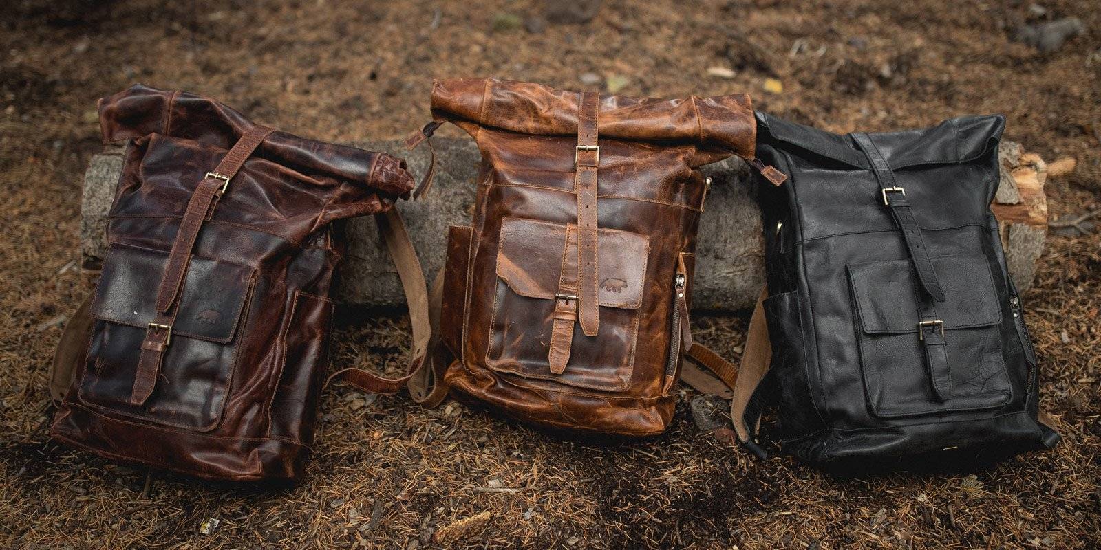 BAG Large Genuine Leather Backpack for Laptop Travel roll top Rucksack for Men Women