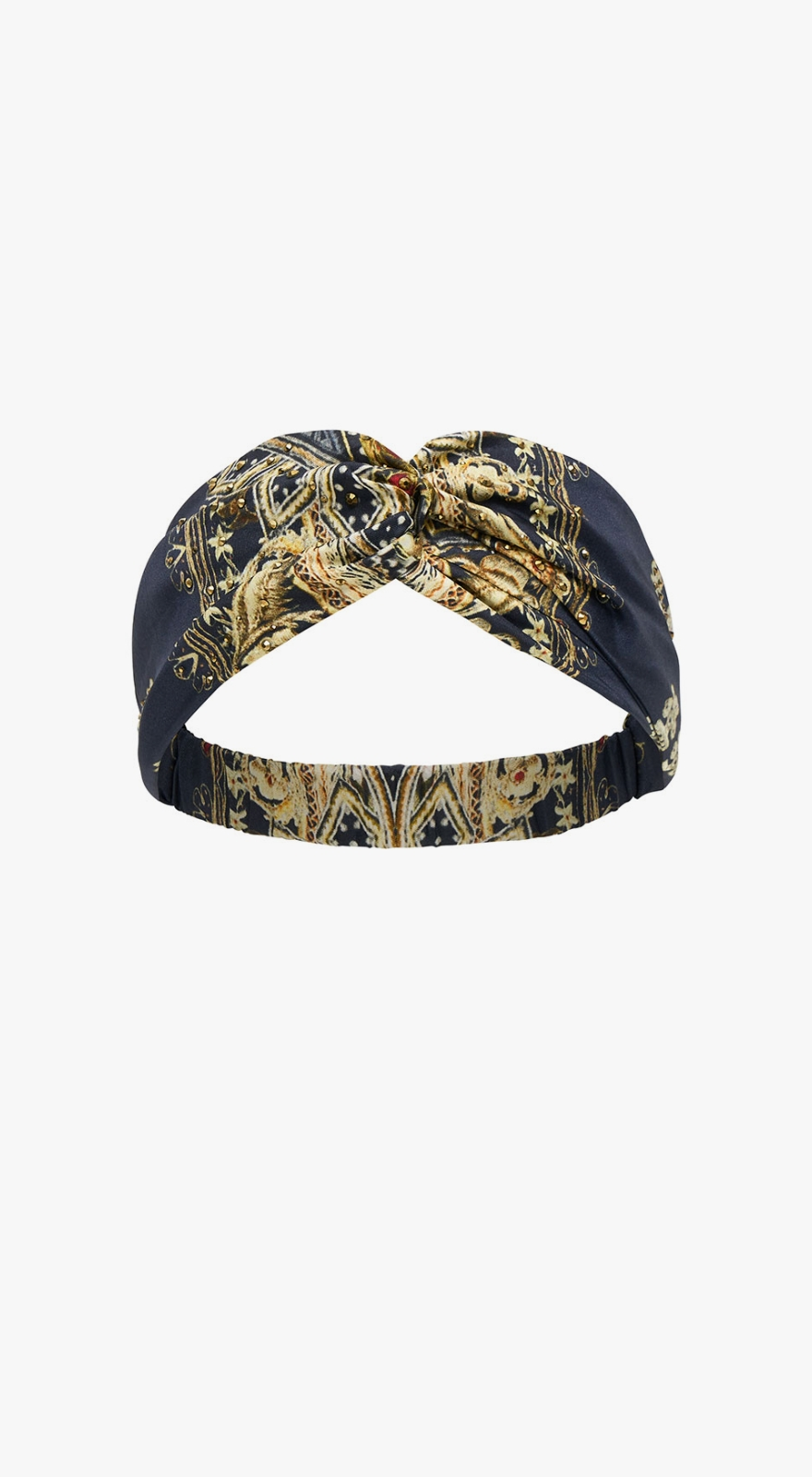 new season CAMILLA all over torero printed navy and gold headband