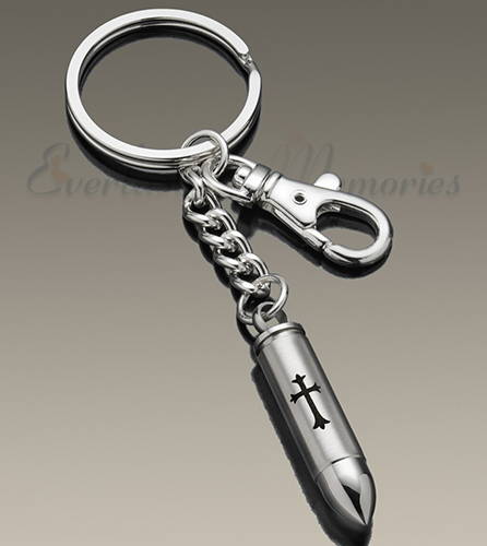 357 Magnum Bullet With Cross Cremation Keychain
