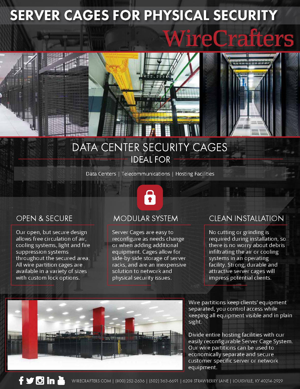 WireCrafters Server Cages for Physical Network Security Brochure