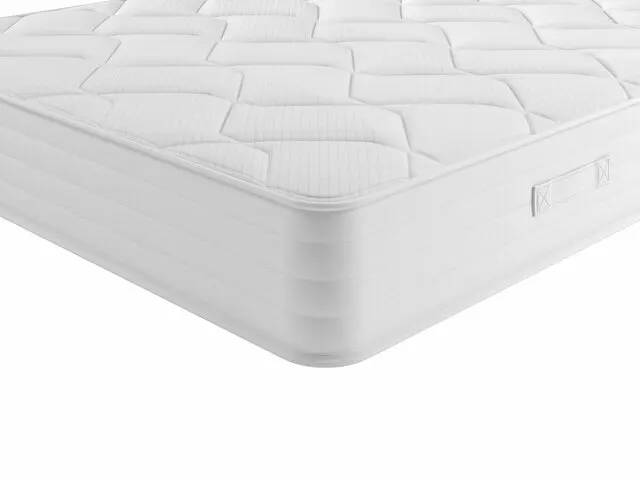 corner view of a memory foam mattress.