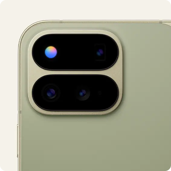 Close-up of a smartphone camera module with dual lenses.