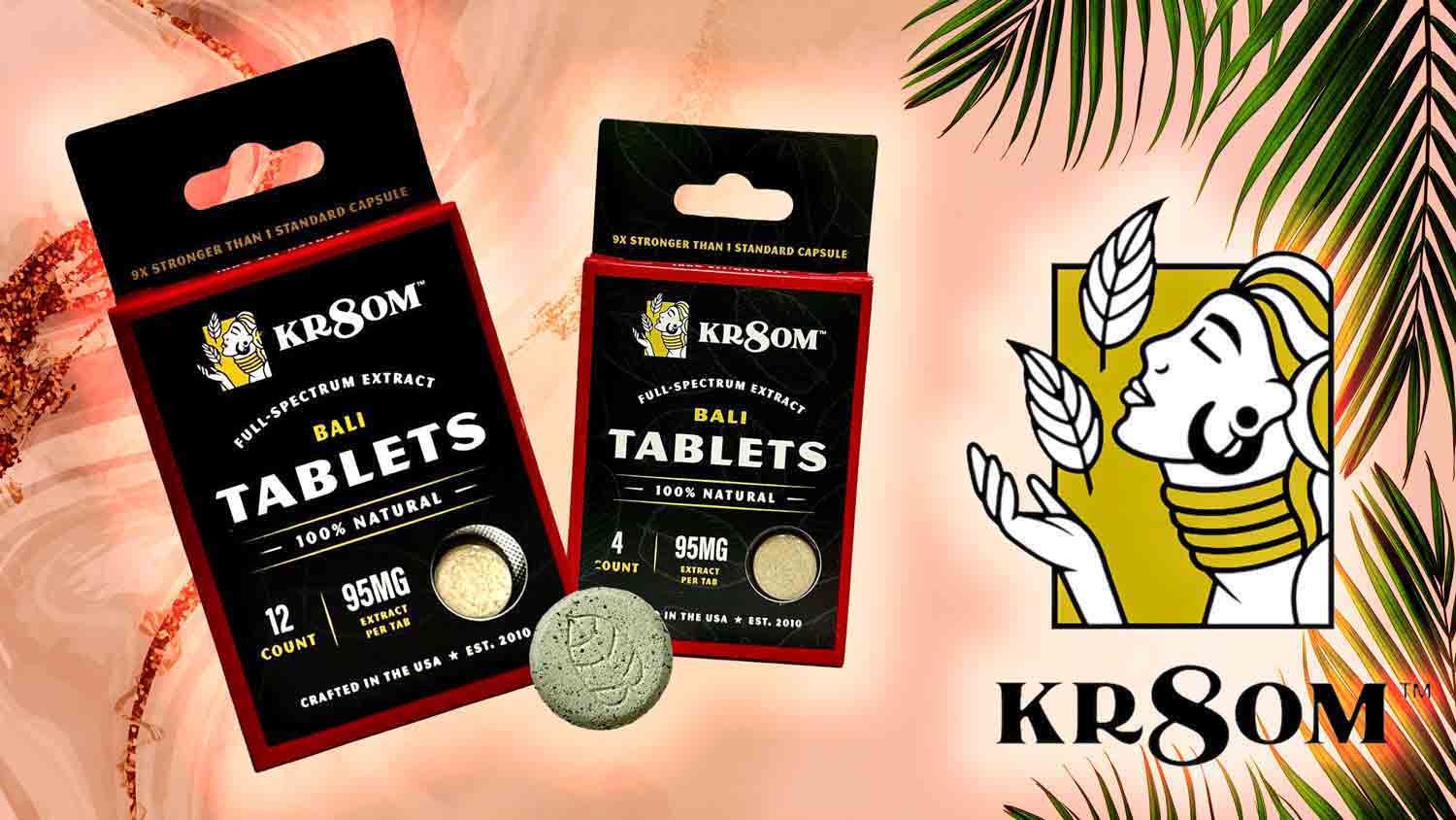 Kr8om Kratom Extract Tablets Bali 95 mg 4 count & 12 count 
