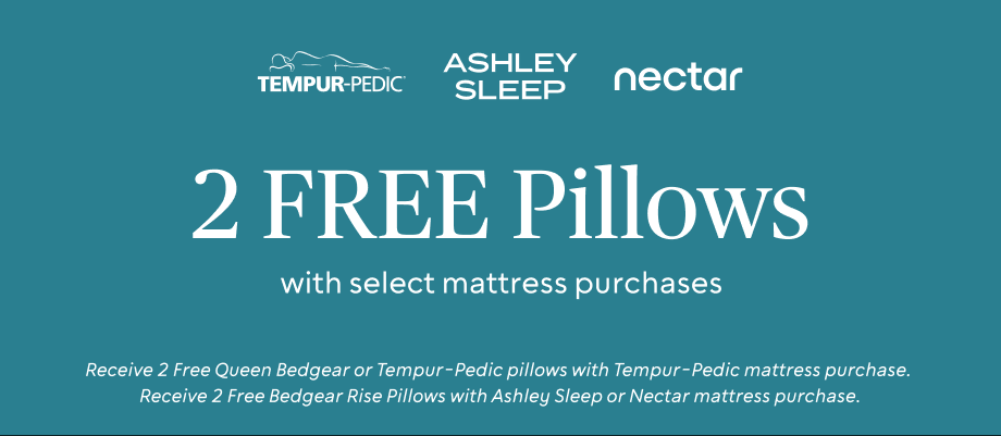 2 FREE Rise Pillows ($199.98 value)​ with any Ashley Sleep or Nectar Mattress Purchase ​