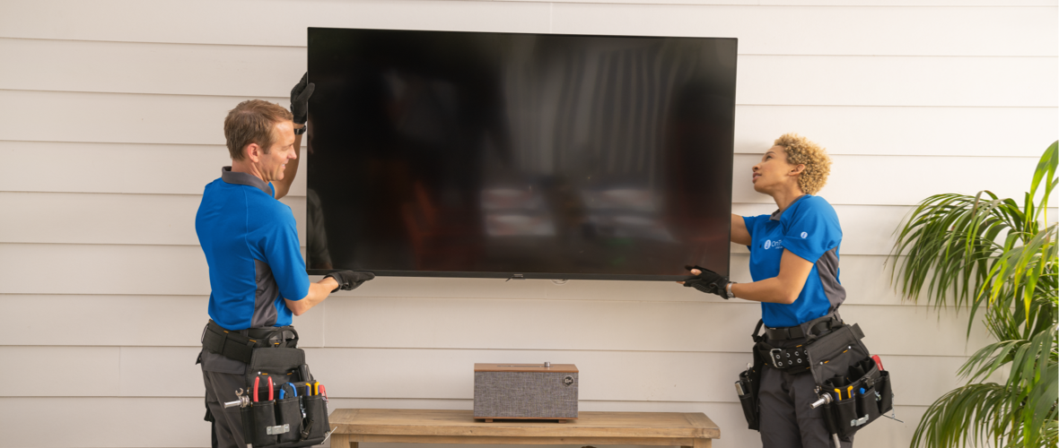 TV mounting by OnTech technicians