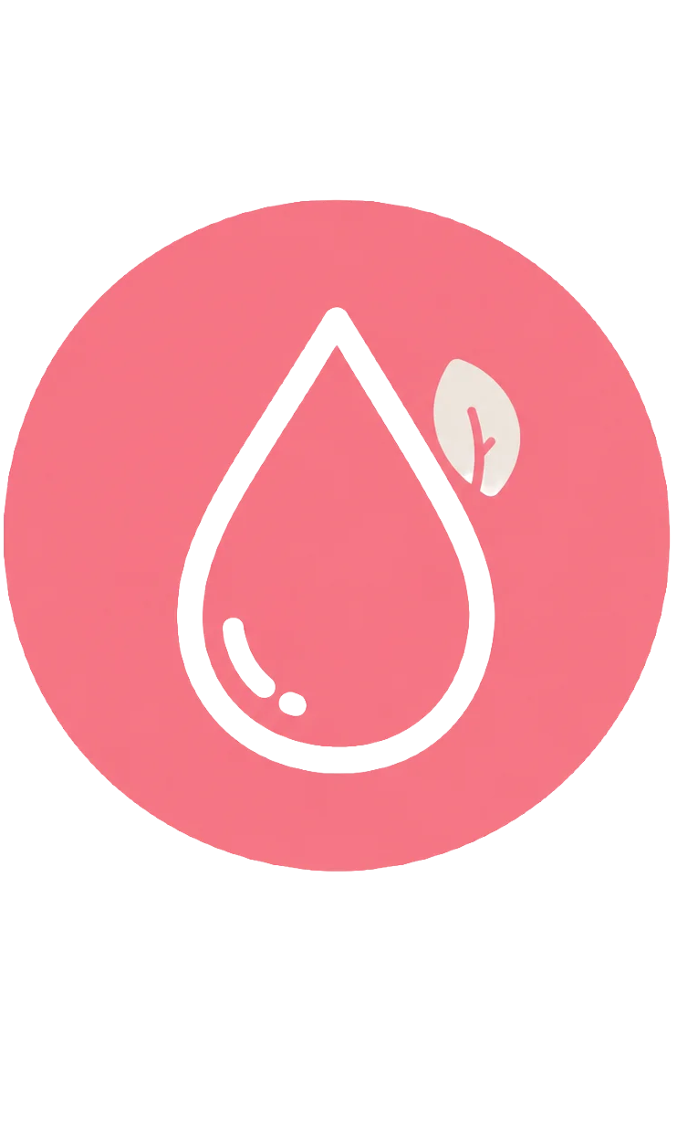 minimalist icon of droplet in pink background
