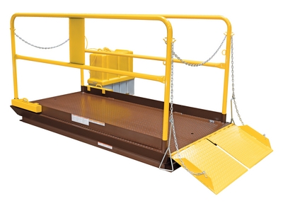 Steel Premium Truck Scissor Dock Lift 6 Ft x 10 Ft 10,000 Lb. Capacity Brown/Yellow