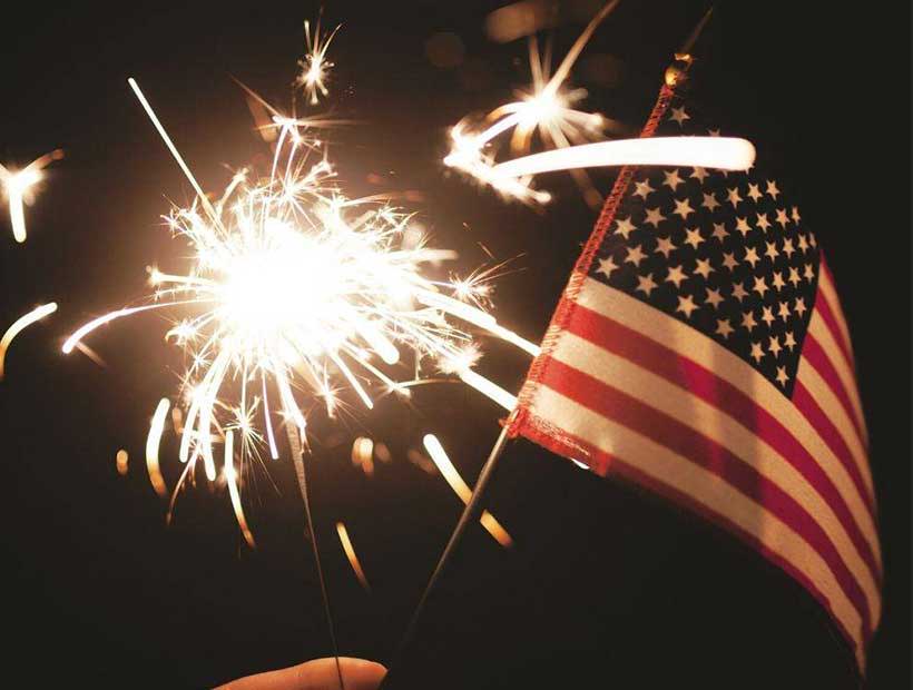 American flag and sparklers