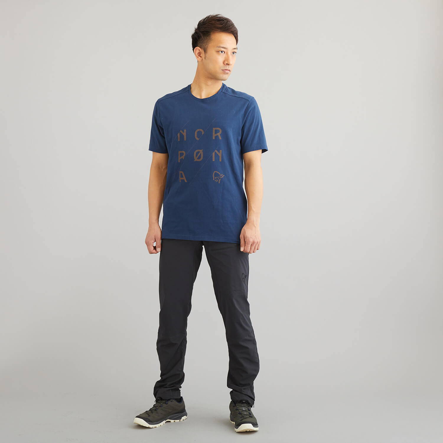 NORRONA（ノローナ）/29コットン スラントロゴTシャツ/ネイビー/MENS