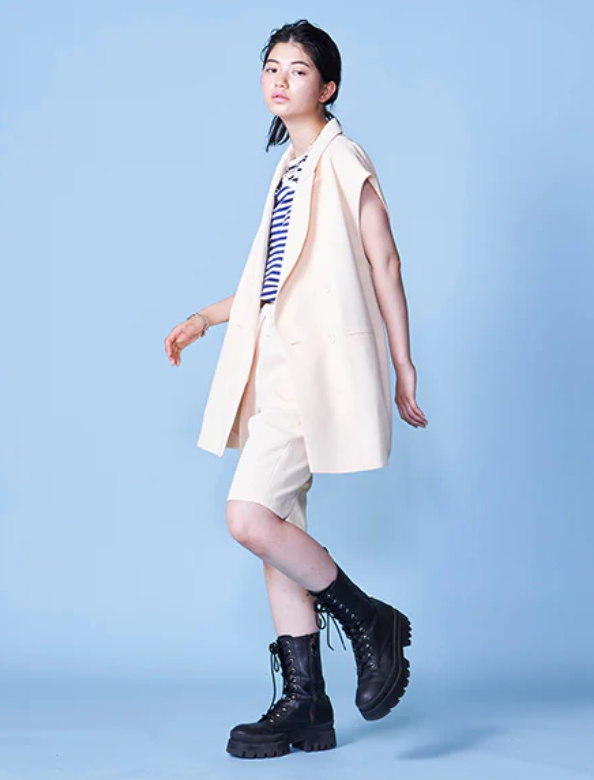 ＜lautreamont BLEUBLANC＞ストレッチツイル　ドロストショートパンツ