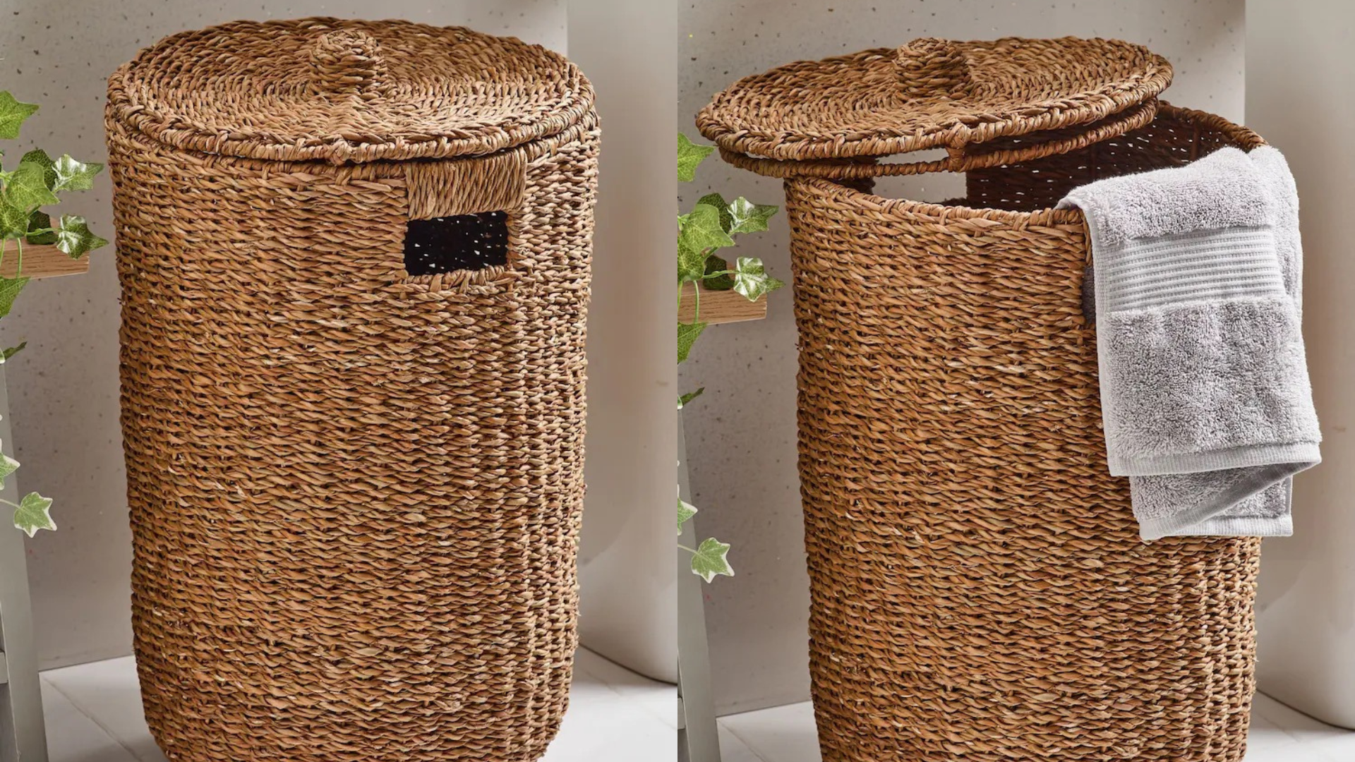 2 laundry baskets side by side