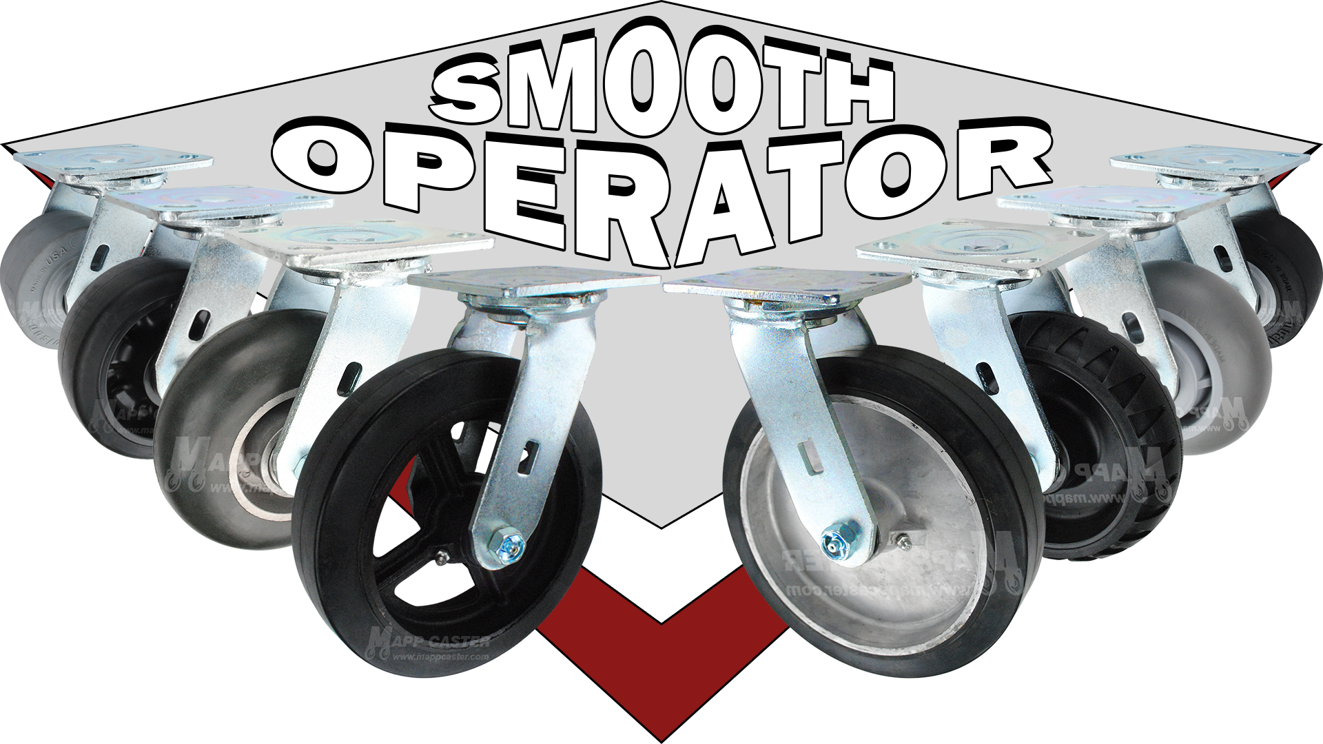 Industrial Plate Rubber Casters in Swivel & Rigid - Water & Chemical Resistance, safe for food, smooth & cushioned rolling