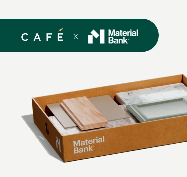 CAFE x Material Bank with box of sample swatches
