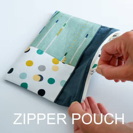 Zipper pouch made out of patchwork fabric