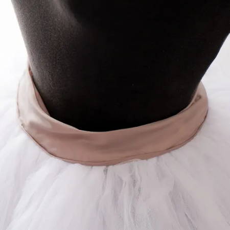 Satin waistband attached to the tutu skirt front view