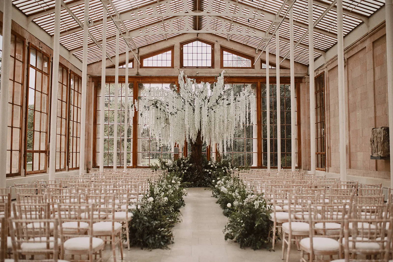 Wedding church with a tree arbor 