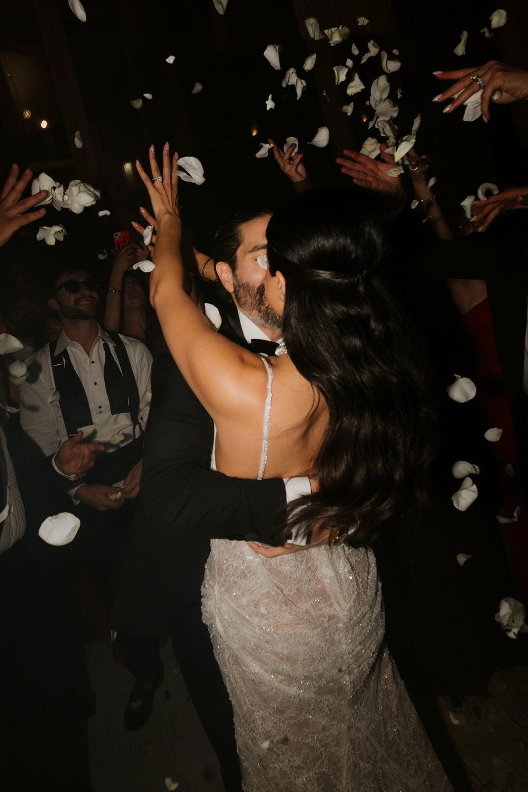 Bride and groom sharing a kiss