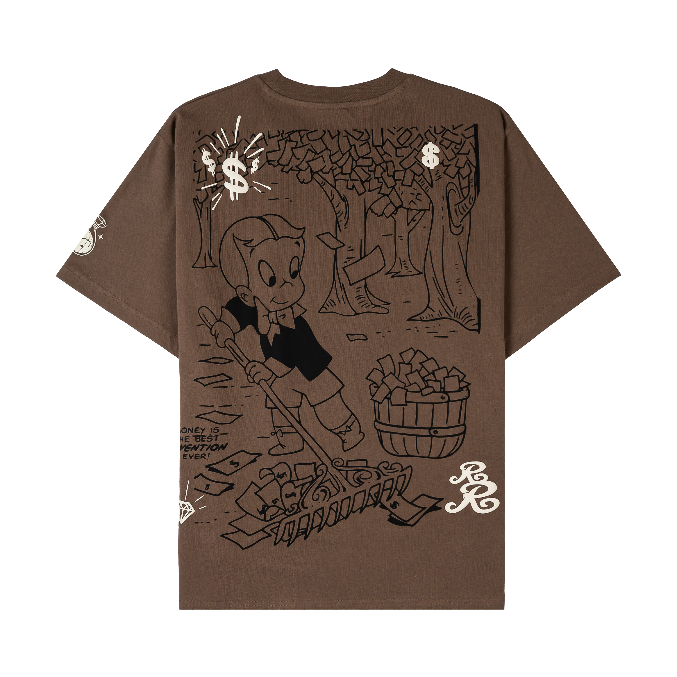 Brown t-shirt featuring 
