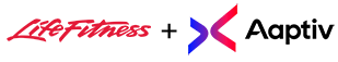 A red and blue logo for life fitness and adaptive