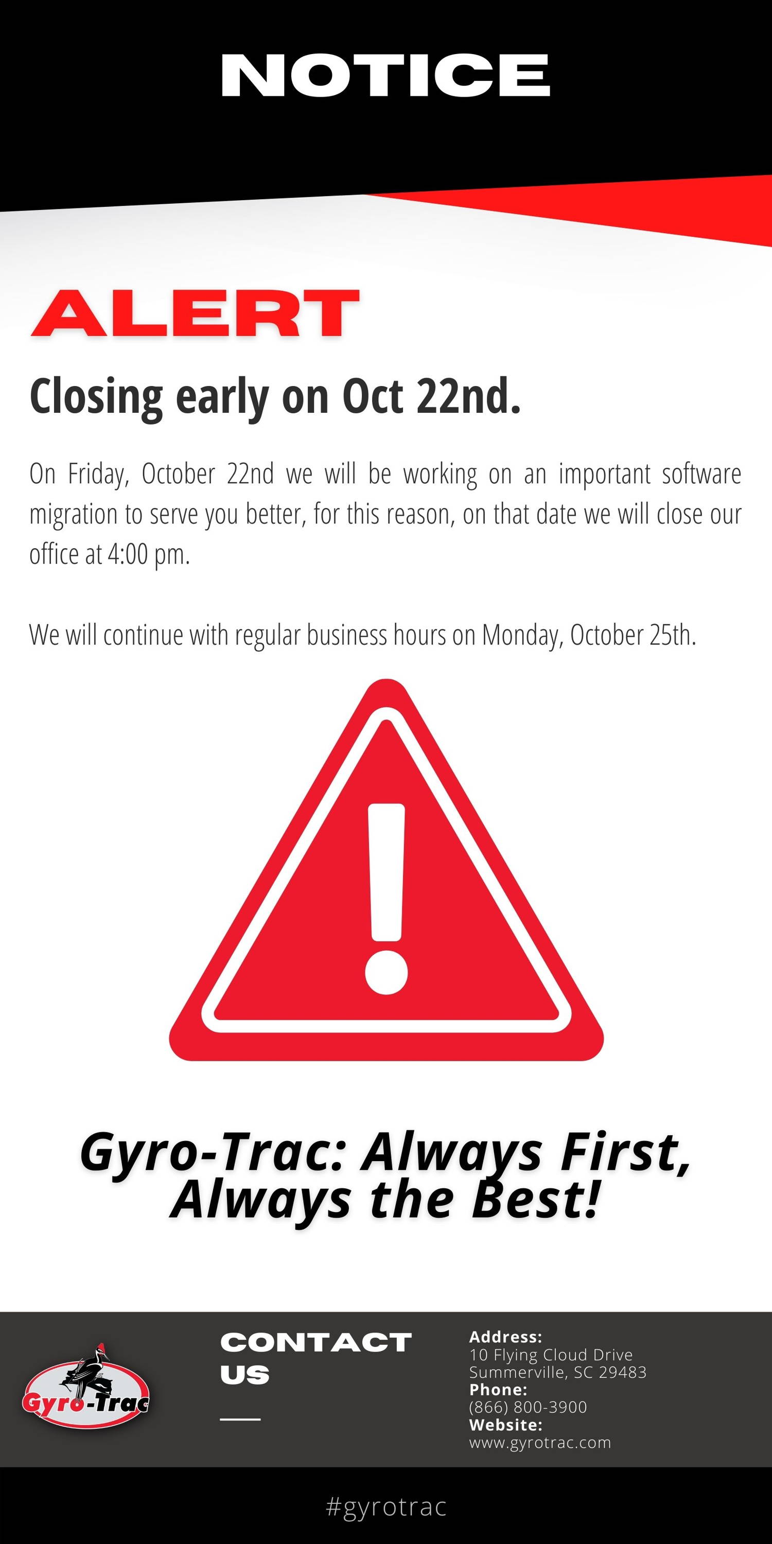 Hours of Operation Update